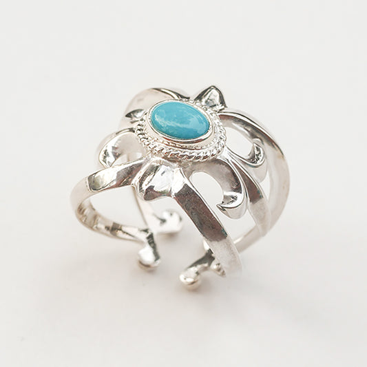 Silver Floral Gemstone Case Ring