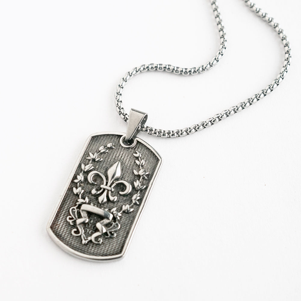 法國 百合花 鳶尾花 克羅心風格 項鍊吊飾 N1017