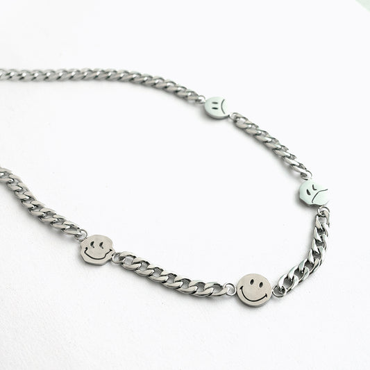 笑臉 Emoji TikTok IG INS 同款 嘻哈項鍊 N1024