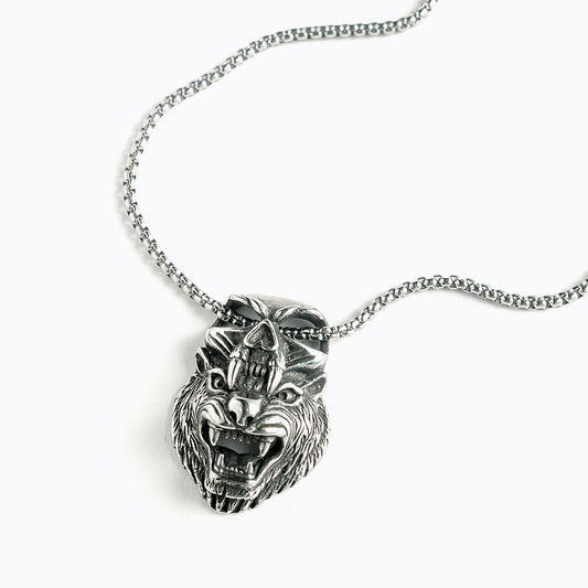 美洲虎 X 骷髏 部落風格項鍊 N1027