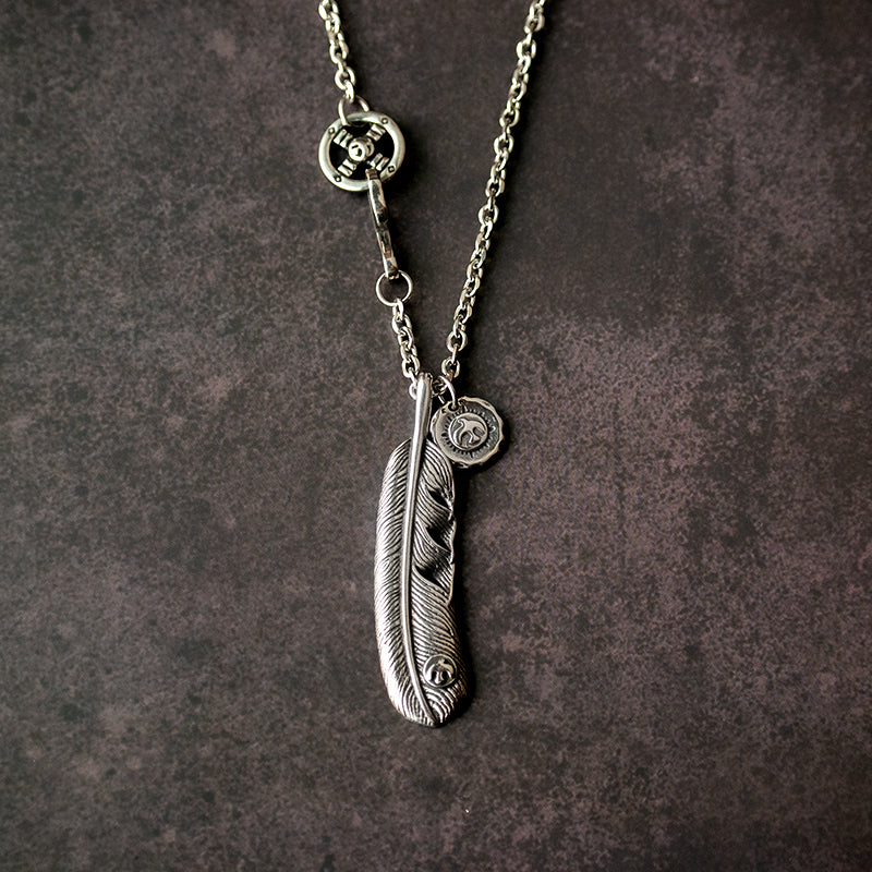 雙羽毛 十字輪太角套鍊 高橋吾郎 印第安風格 (L2)