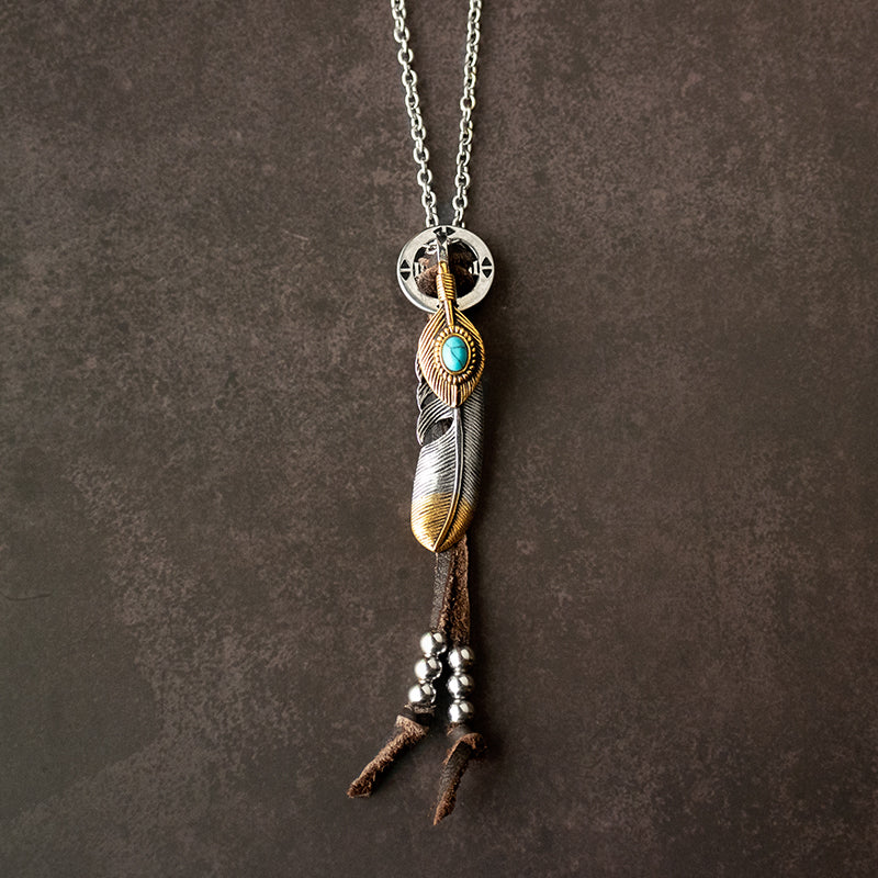 鋼羽毛 十字輪 套鍊 高橋吾郎 印第安風格