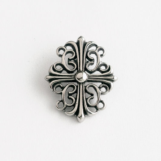 Floral 十字花紋 克羅心風格 項鍊吊飾 N1012