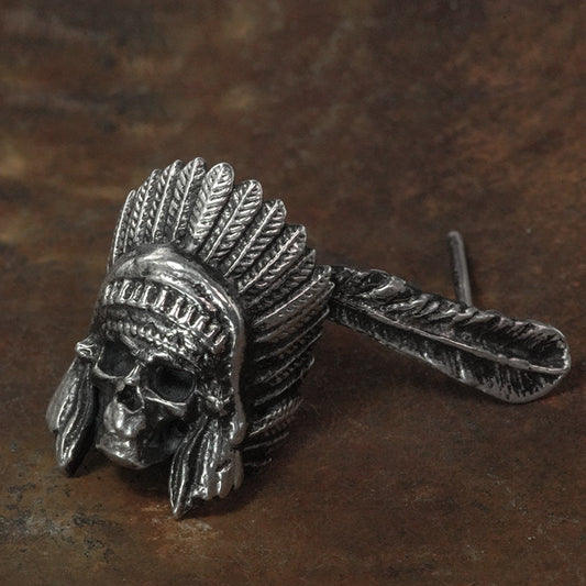 Indian Skull Silver Stud Earring