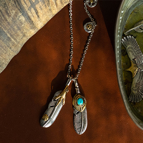 Goro Style Stainless Steel Eagle Claw Feather Necklace