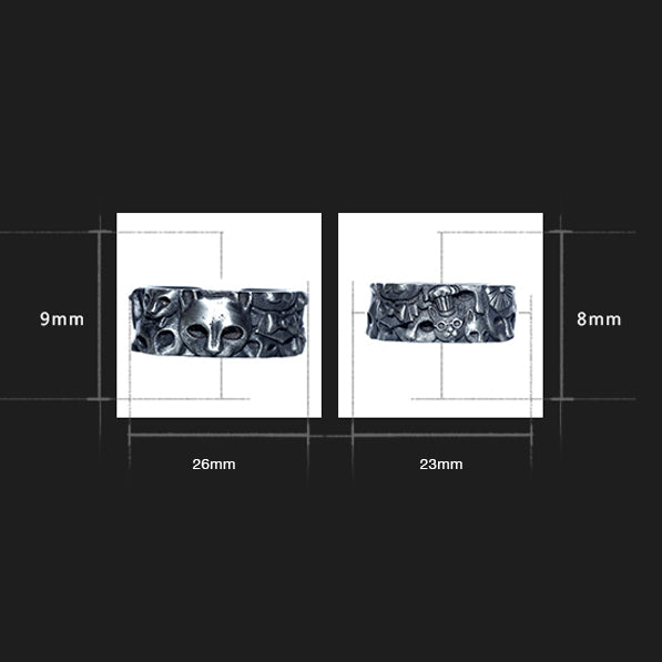 Handmade Artwork Cats Silver Ring