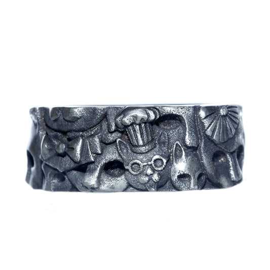 Handmade Artwork Cats Silver Ring