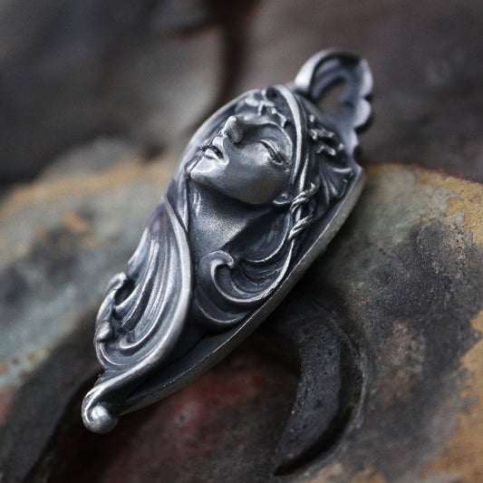 Half Face Goddess Skull Pendant