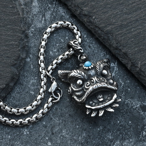 Ancient Imperial Guardian Lion Stainless Steel Necklace
