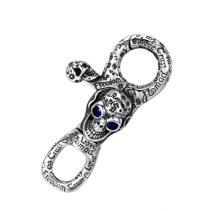 Skull Doodle Keychain Solid S925