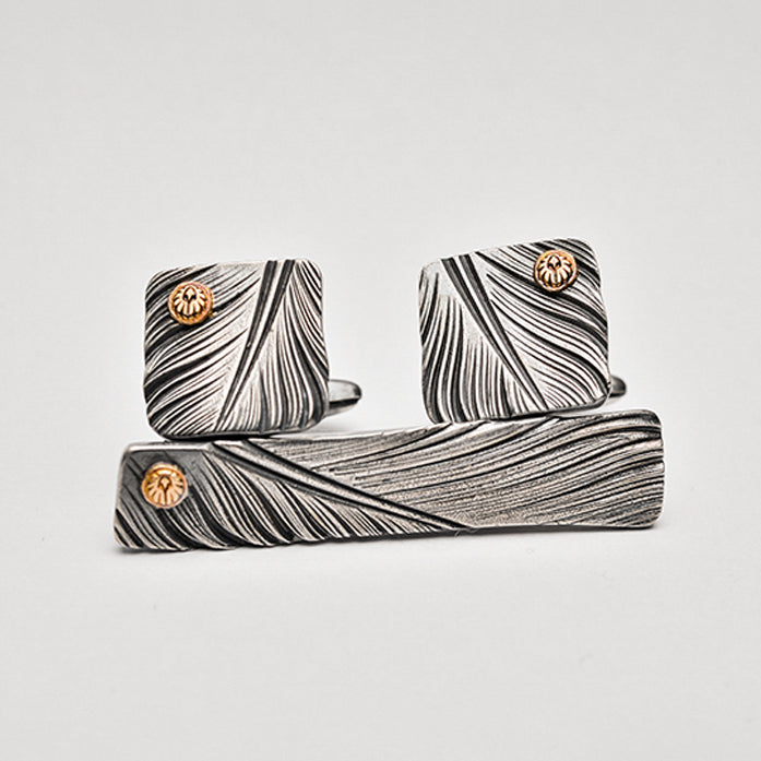 Silver Feather 18K Gold Metal Cufflink