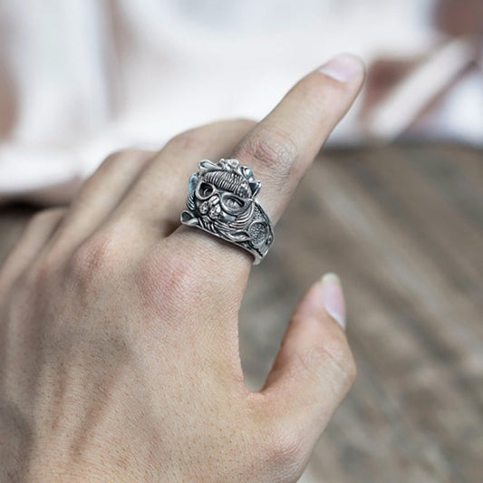 Silver Groovy Cat Ring