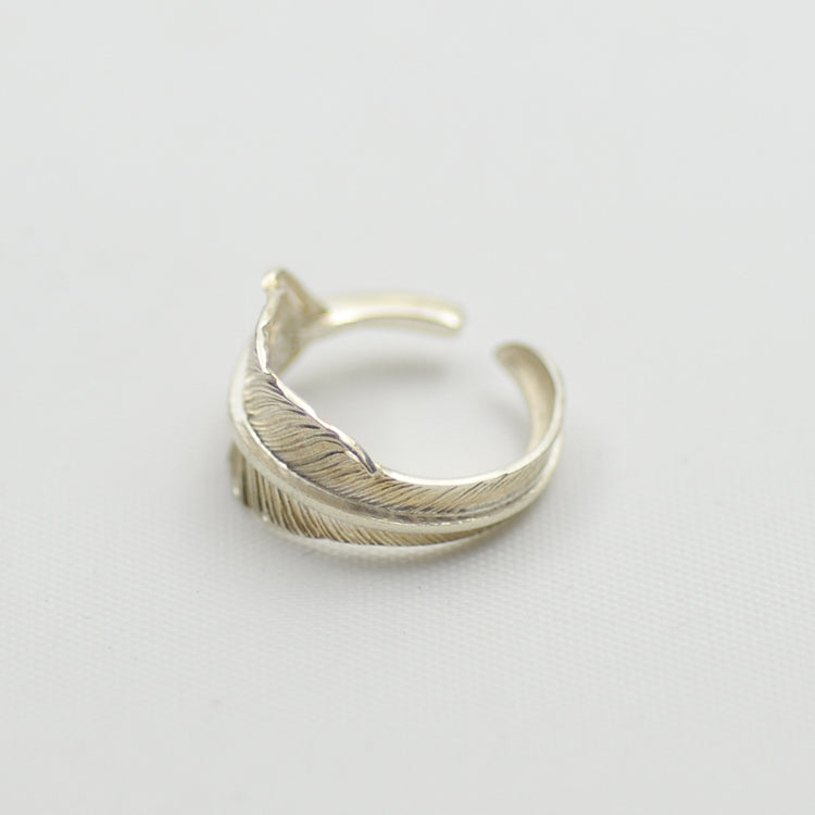 Silver Feather Ring Kazekiri Feather 風切りフェザー Handschwingen Midi Pinky Ring