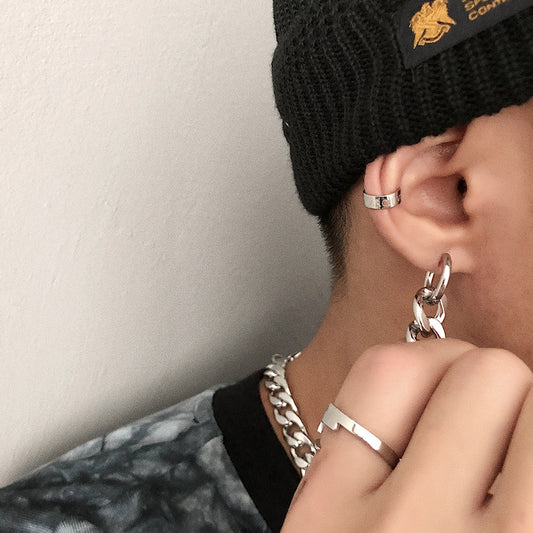 Cuban Link Earrings Studs Dangle Drop Stainless Steel Earrings Harajuku, KPOP, TikTok Style