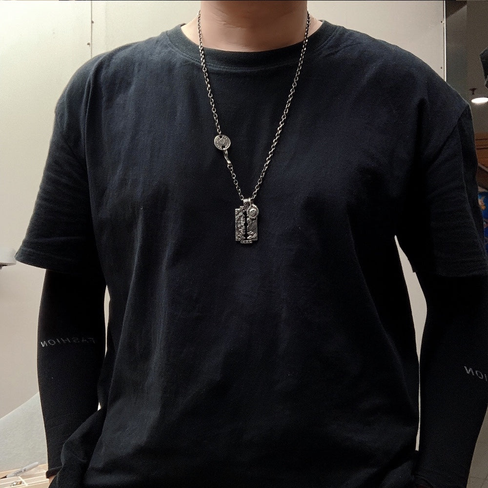 美國摩根銀幣刀片 雙面吊飾 套鍊 (L2)