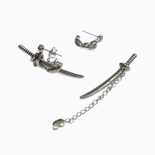 海盜之劍 武士刀鍊 耳飾 變化戴法 E4002