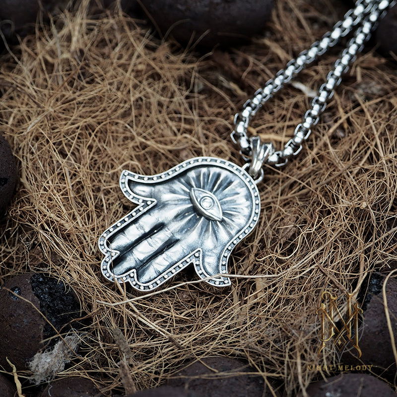 Hamsa Hand of Fatima Evil Eye Pendant | 925 Silver