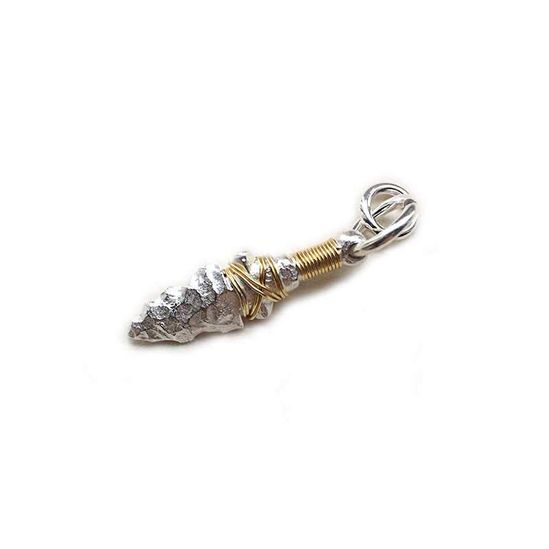 Miniature Hammered Arrowhead Silver Charm