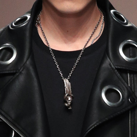 Skull and Snake Fallen Angel Wing Pendant