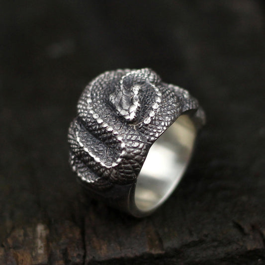 Coiled Python Ring Handcrafted S925 Silver Snake Ring