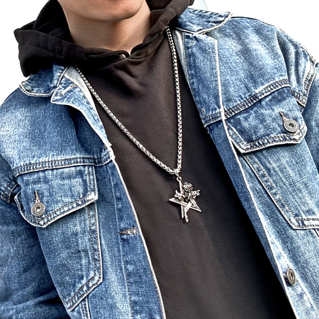 玫瑰摇滚之星 星星吊飾項鍊 N1089