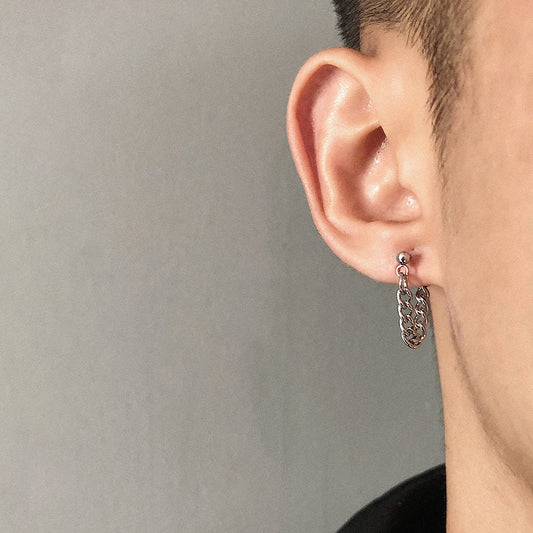 Link Chain Dangle Drop Stud Earrings Stainless Steel Harajuku, KPOP, TikTok Style