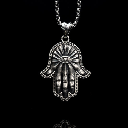 Hamsa Hand of Fatima Evil Eye Pendant | 925 Silver