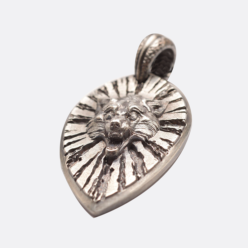 Wild Wolf Wolf Head Pendant Curb Chain Necklace Animal Jewelry