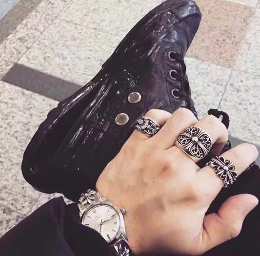 Gothic Floral Biker Ring 10.5-11 US