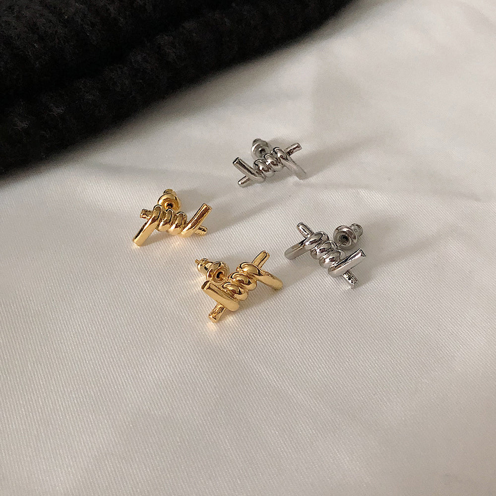 Wire Thorn Stud Earrings Stainless Steel Harajuku, KPOP, TikTok Style