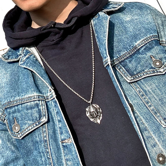Buddha Śākyamuni Bodhi Leaf Stainless Steel Necklace