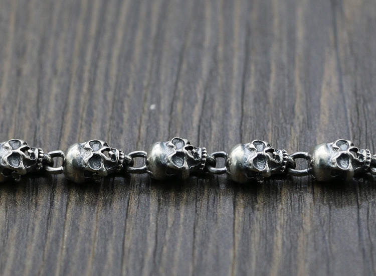 Silver Skull Link Chain Necklace