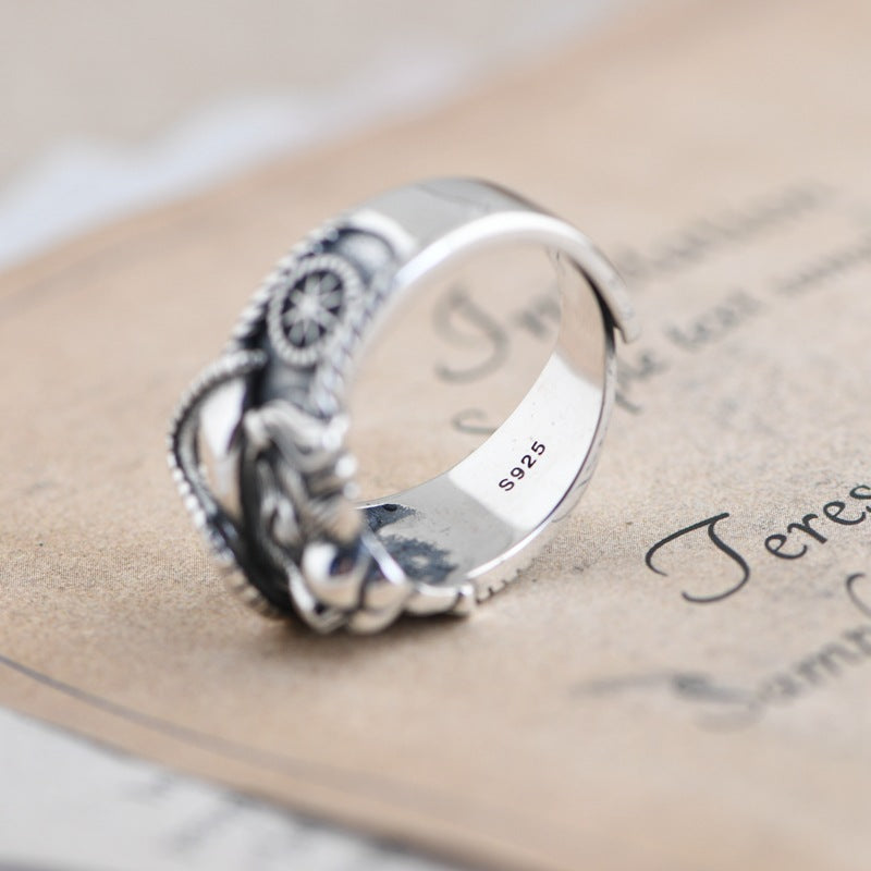 Silver Pirate Cat Ring