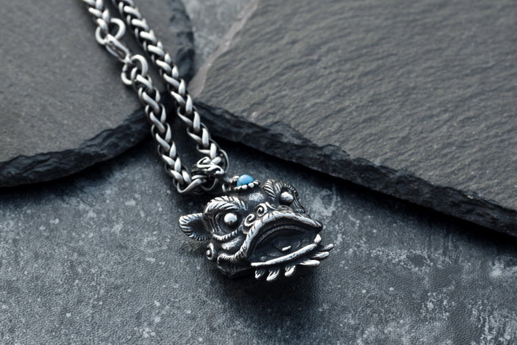 Ancient Imperial Guardian Lion Stainless Steel Necklace