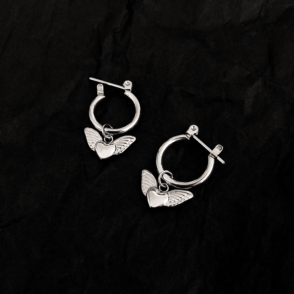 Heart Angel Wings Stainless Steel Earrings Harajuku, KPOP, TikTok Style