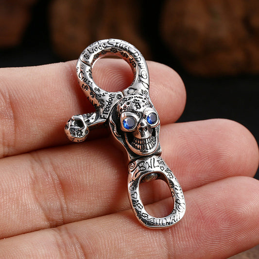 Skull Doodle Keychain Solid S925