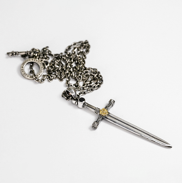Sterling Silver Sword Pendant Gothic Knight Charm