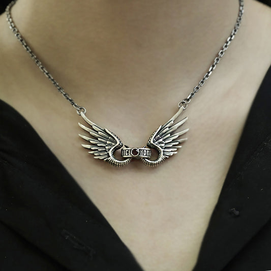 Angel Wings Silver Choker Necklace