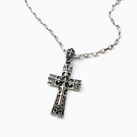 Gothic Cross Box Chain Stainless Steel Necklace
