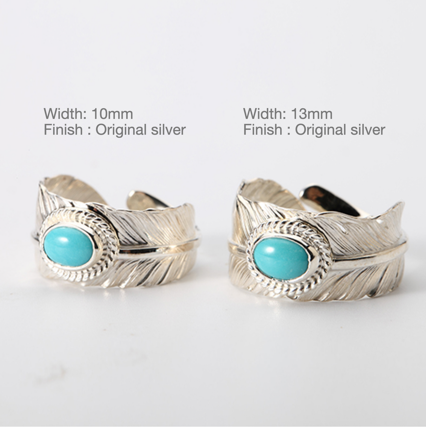 Silver Feather with Damascus Ring