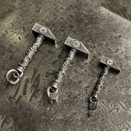 Miniature Silver Hammer Charm Arabesque Pendant