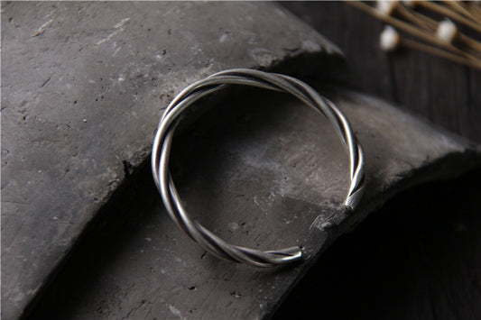 Silver String Twist Cuff Bracelet