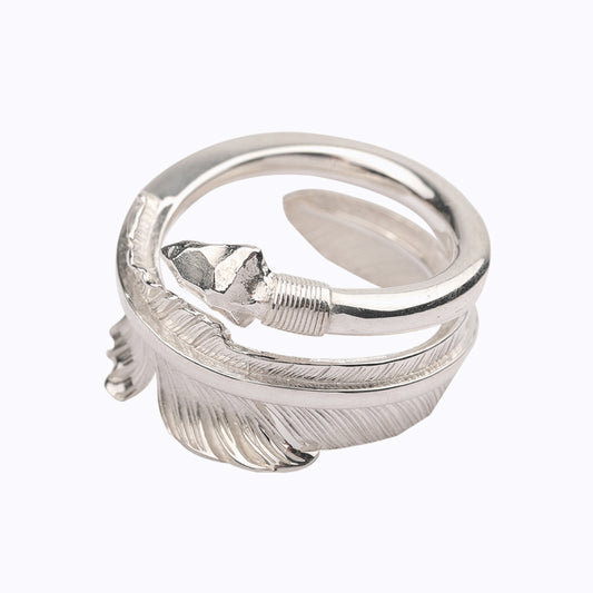 Silver Arrow Feather Ring, Native American Arrow of Brave