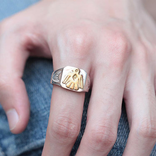Thunderbird Signet Ring, Handmade Sterling Silver