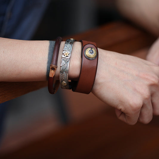 Angel's Wings 18K Gold Lucky Star Cuff Bracelet