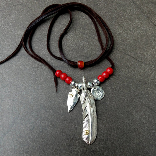 Claw Feather Arrowhead Metal Setup Necklace