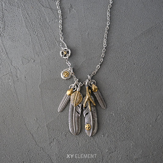 Goro Takahashi Style Feather Stainless Steel Pendant Necklace