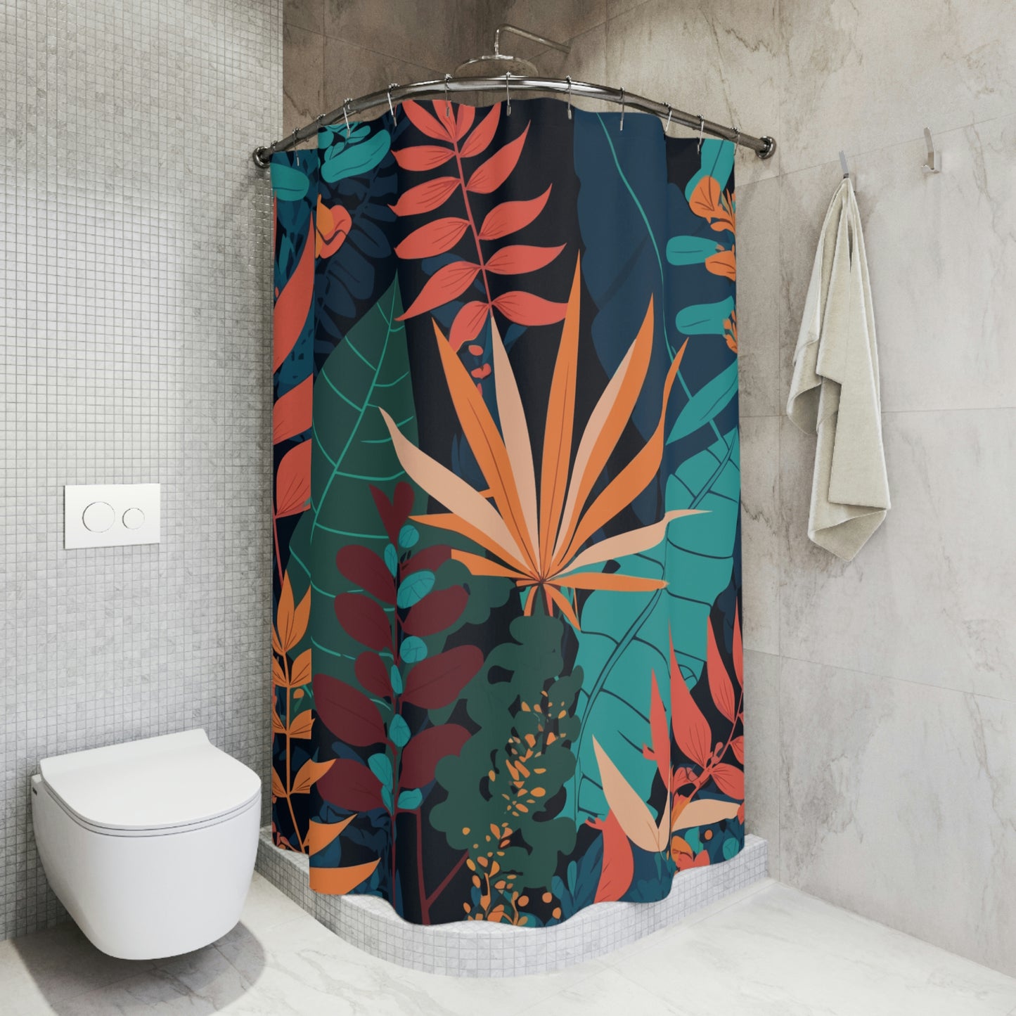 Boho Tropical Leaves Shower Curtain (2)