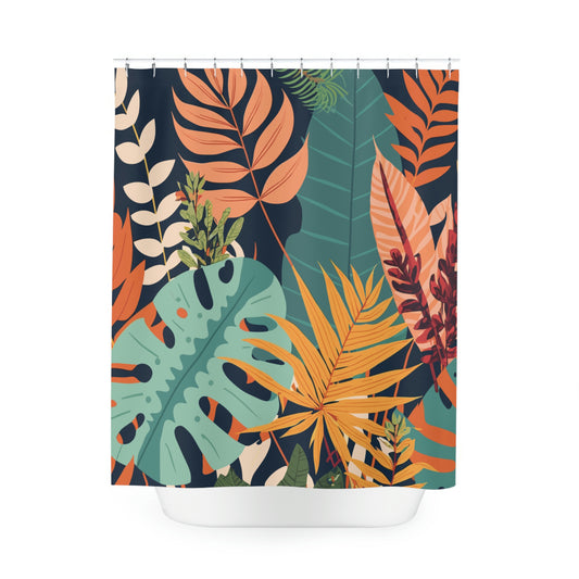 Boho Tropical Leaves Shower Curtain (1)