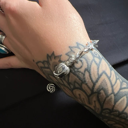 Rose Bud Vine Bangle Cuff Bracelet